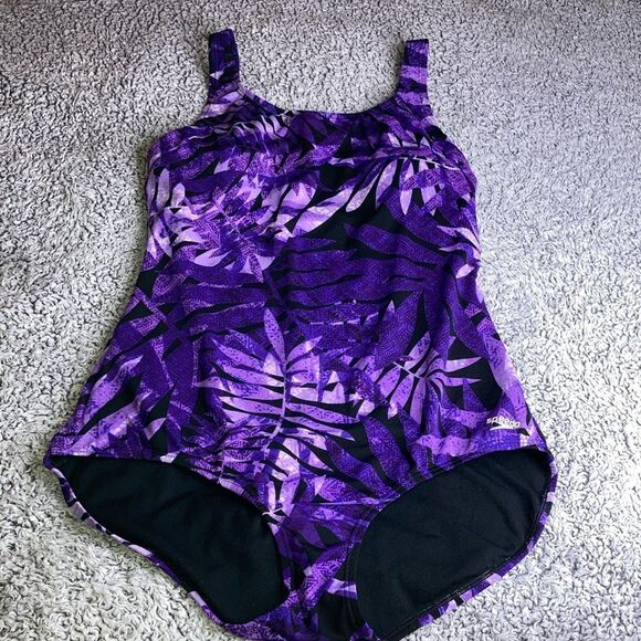 SPEEDO 18 Black/Purple Floral One Piece Swimsuit - Picture 1 of 11